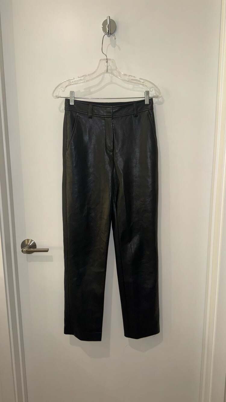 Babaton Vegan Leather High-Waisted Straight Leg Trousers